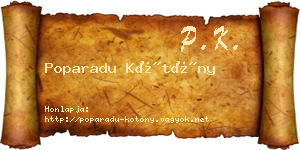 Poparadu Kötöny névjegykártya